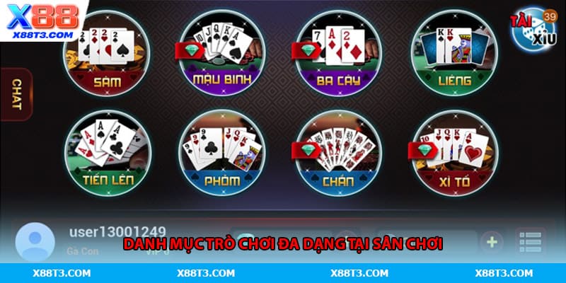 Danh mục trò chơi đa dạng tại sân chơi